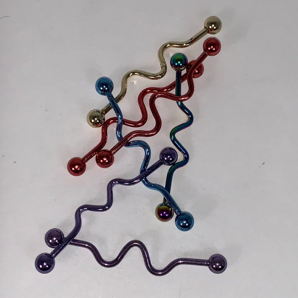 14 Gauge Gold Industrial Bar Squiggly Design - Picture 2 of 4